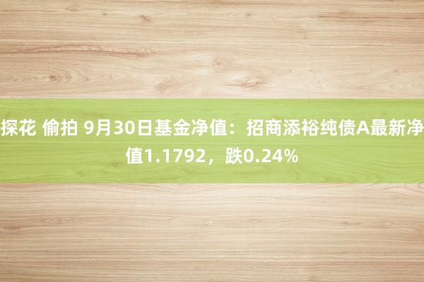 探花 偷拍 9月30日基金净值：招商添裕纯债A最新净值1.1792，跌0.24%