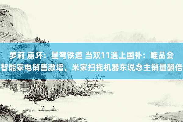 萝莉 崩坏:星穹铁道 当双11遇上国补:唯品会智能家电销售激增,米家扫拖机器东说念主销量翻倍