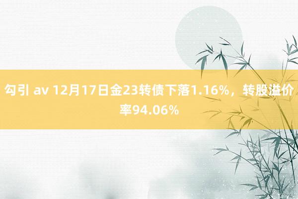 勾引 av 12月17日金23转债下落1.16%，转股溢价率94.06%