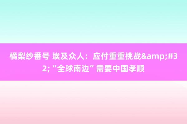 橘梨纱番号 埃及众人：应付重重挑战&#32;“全球南边”需要中国孝顺