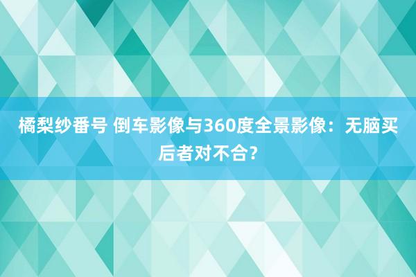 橘梨纱番号 倒车影像与360度全景影像：无脑买后者对不合？