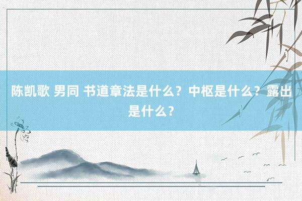 陈凯歌 男同 书道章法是什么？中枢是什么？露出是什么？