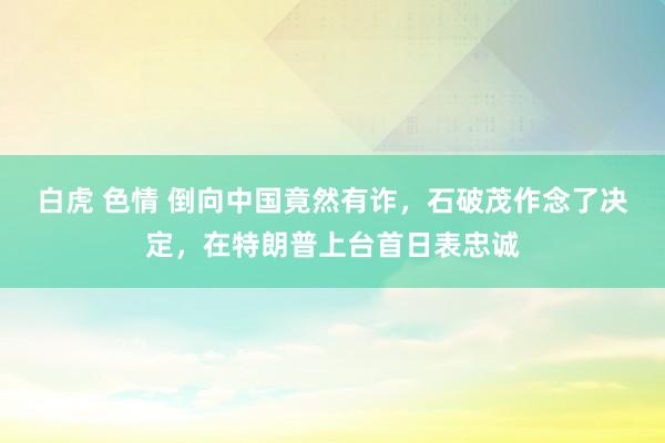 白虎 色情 倒向中国竟然有诈，石破茂作念了决定，在特朗普上台首日表忠诚