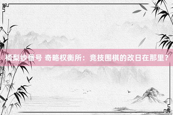 橘梨纱番号 奇略权衡所：竞技围棋的改日在那里？