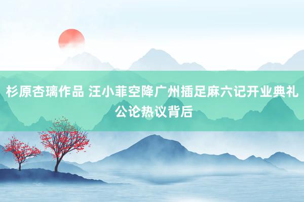 杉原杏璃作品 汪小菲空降广州插足麻六记开业典礼 公论热议背后