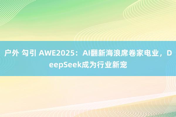 户外 勾引 AWE2025：AI翻新海浪席卷家电业，DeepSeek成为行业新宠