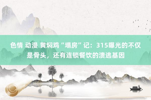 色情 动漫 黄焖鸡“塌房”记：315曝光的不仅是骨头，还有连锁餐饮的溃逃基因