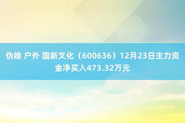 伪娘 户外 国新文化（600636）12月23日主力资金净买入473.32万元