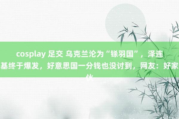 cosplay 足交 乌克兰沦为“铩羽国”，泽连斯基终于爆发，好意思国一分钱也没讨到，网友：好家伙