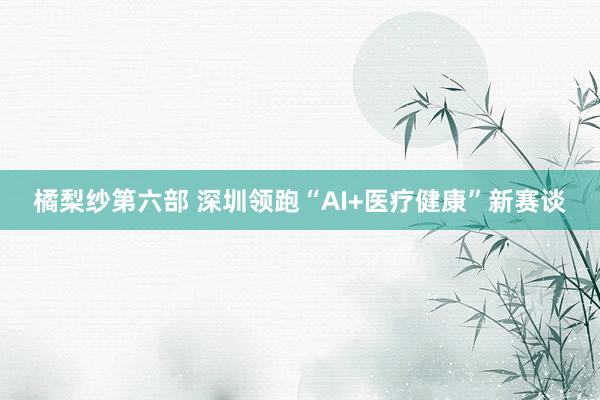 橘梨纱第六部 深圳领跑“AI+医疗健康”新赛谈
