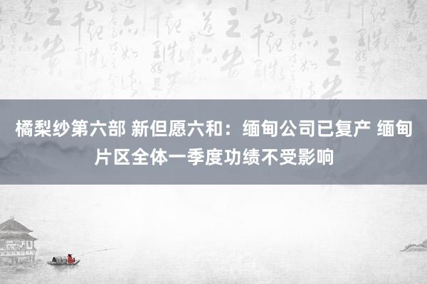 橘梨纱第六部 新但愿六和：缅甸公司已复产 缅甸片区全体一季度功绩不受影响