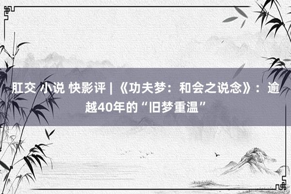 肛交 小说 快影评 | 《功夫梦：和会之说念》：逾越40年的“旧梦重温”