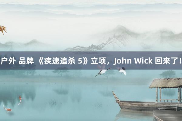 户外 品牌 《疾速追杀 5》立项，John Wick 回来了！