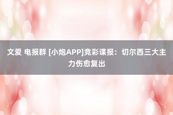 文爱 电报群 [小炮APP]竞彩谍报：切尔西三大主力伤愈复出