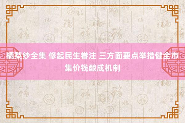 橘梨纱全集 修起民生眷注 三方面要点举措健全市集价钱酿成机制