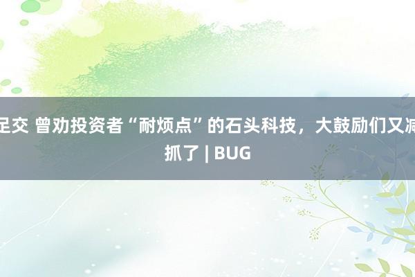足交 曾劝投资者“耐烦点”的石头科技，大鼓励们又减抓了 | BUG