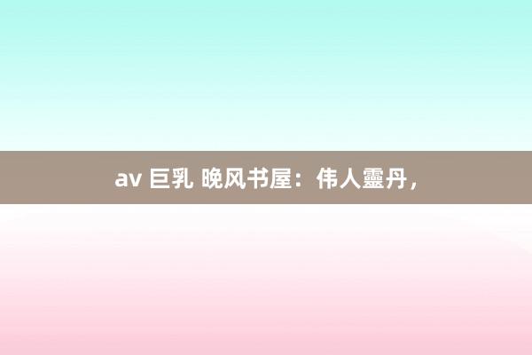 av 巨乳 晚风书屋：伟人靈丹，