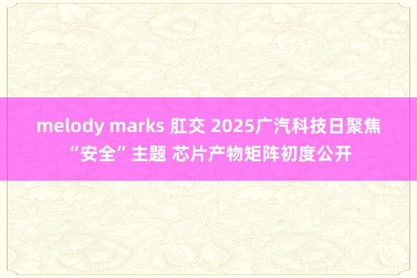 melody marks 肛交 2025广汽科技日聚焦“安全”主题 芯片产物矩阵初度公开