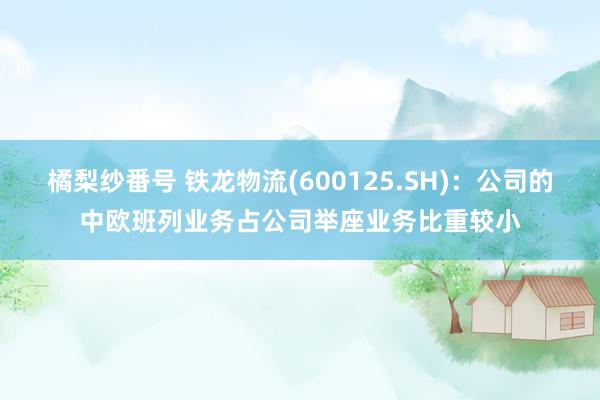 橘梨纱番号 铁龙物流(600125.SH)：公司的中欧班列业务占公司举座业务比重较小