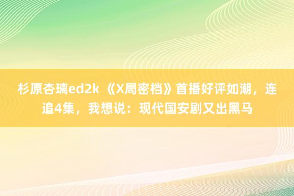 杉原杏璃ed2k 《X局密档》首播好评如潮，连追4集，我想说：现代国安剧又出黑马