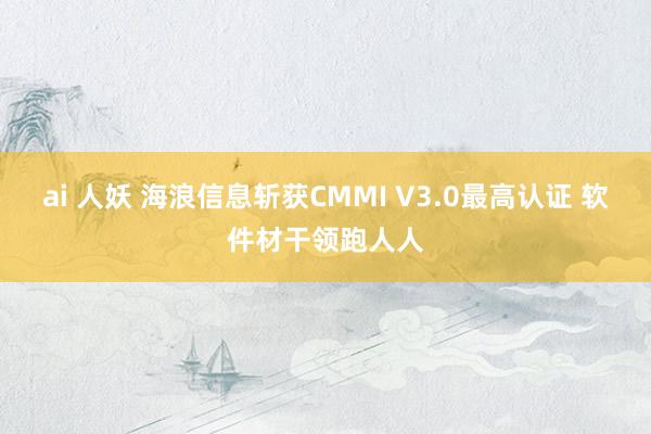ai 人妖 海浪信息斩获CMMI V3.0最高认证 软件材干领跑人人
