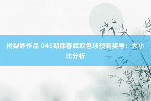 橘梨纱作品 045期徐春辉双色球预测奖号：大小比分析