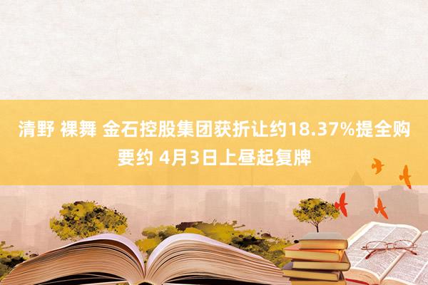 清野 裸舞 金石控股集团获折让约18.37%提全购要约 4月3日上昼起复牌