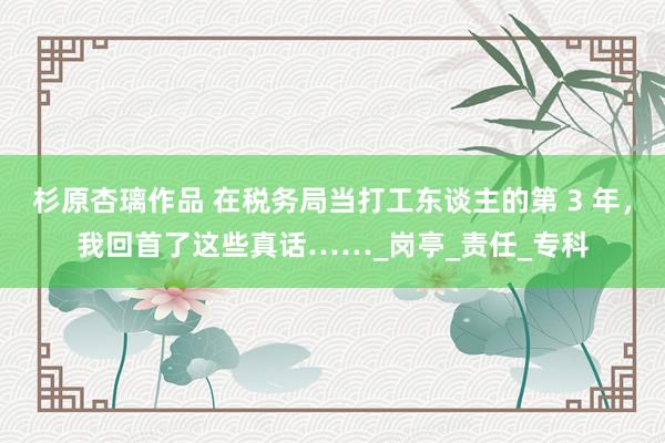 杉原杏璃作品 在税务局当打工东谈主的第 3 年，我回首了这些真话……_岗亭_责任_专科