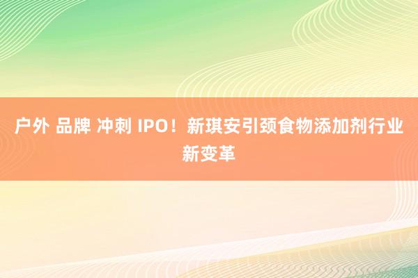户外 品牌 冲刺 IPO！新琪安引颈食物添加剂行业新变革
