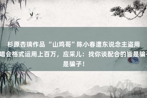 杉原杏璃作品 “山鸡哥”陈小春遭东说念主盗用演唱会格式运用上百万，应采儿：找你谈配合的皆是骗子！